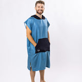 Surf-Poncho Clear Blue - für Frauen & Männer - aus schnelltrocknender und ultra-leichter Mikrofaser - WOODSANDWAVES