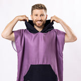 Surf-Poncho Clear Purple - für Frauen & Männer - aus schnelltrocknender und ultra-leichter Mikrofaser - WOODSANDWAVES